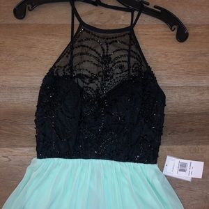 Long black/mint dress